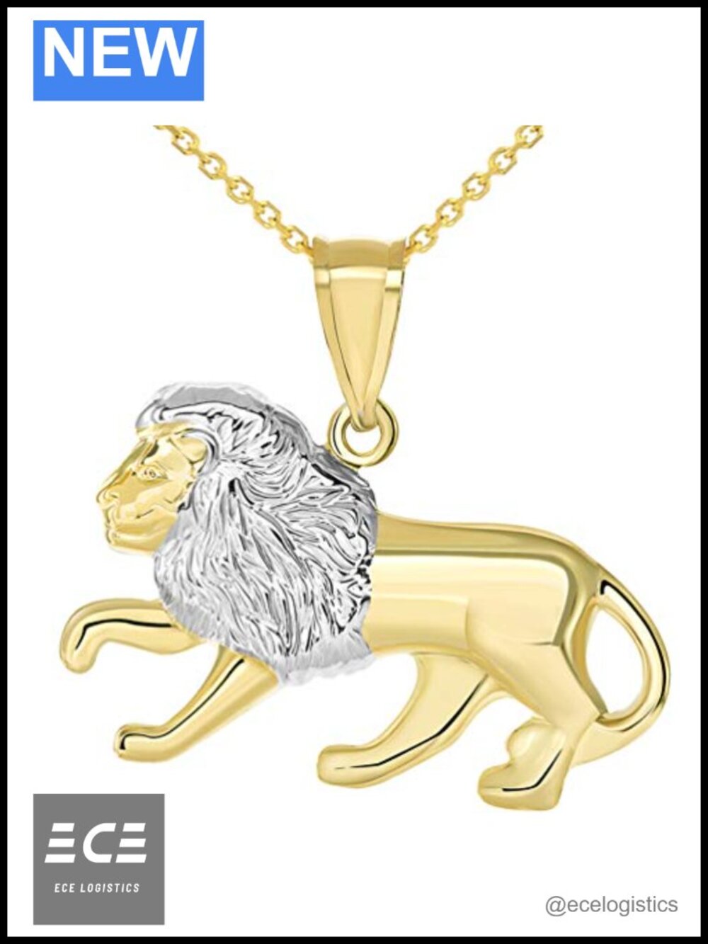 14k Gold Lion Pendant Necklace Polished Zodiac Charm